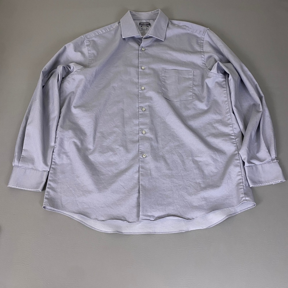 Van Heusen Flex Dress Shirt Men's 17 34/35 Regular Fit Gray Cool Collar *Flaw